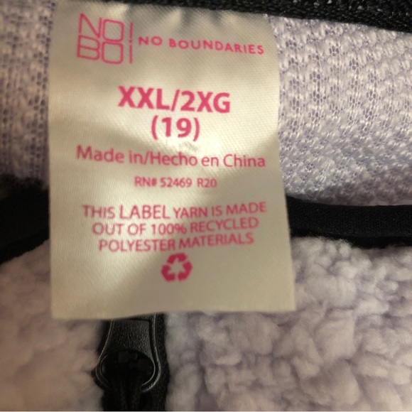 NO BOUNDARIES Womens Light Fleece Top Half Zip Lilac Size XXL 19 Juniors New - Picture 5 of 5